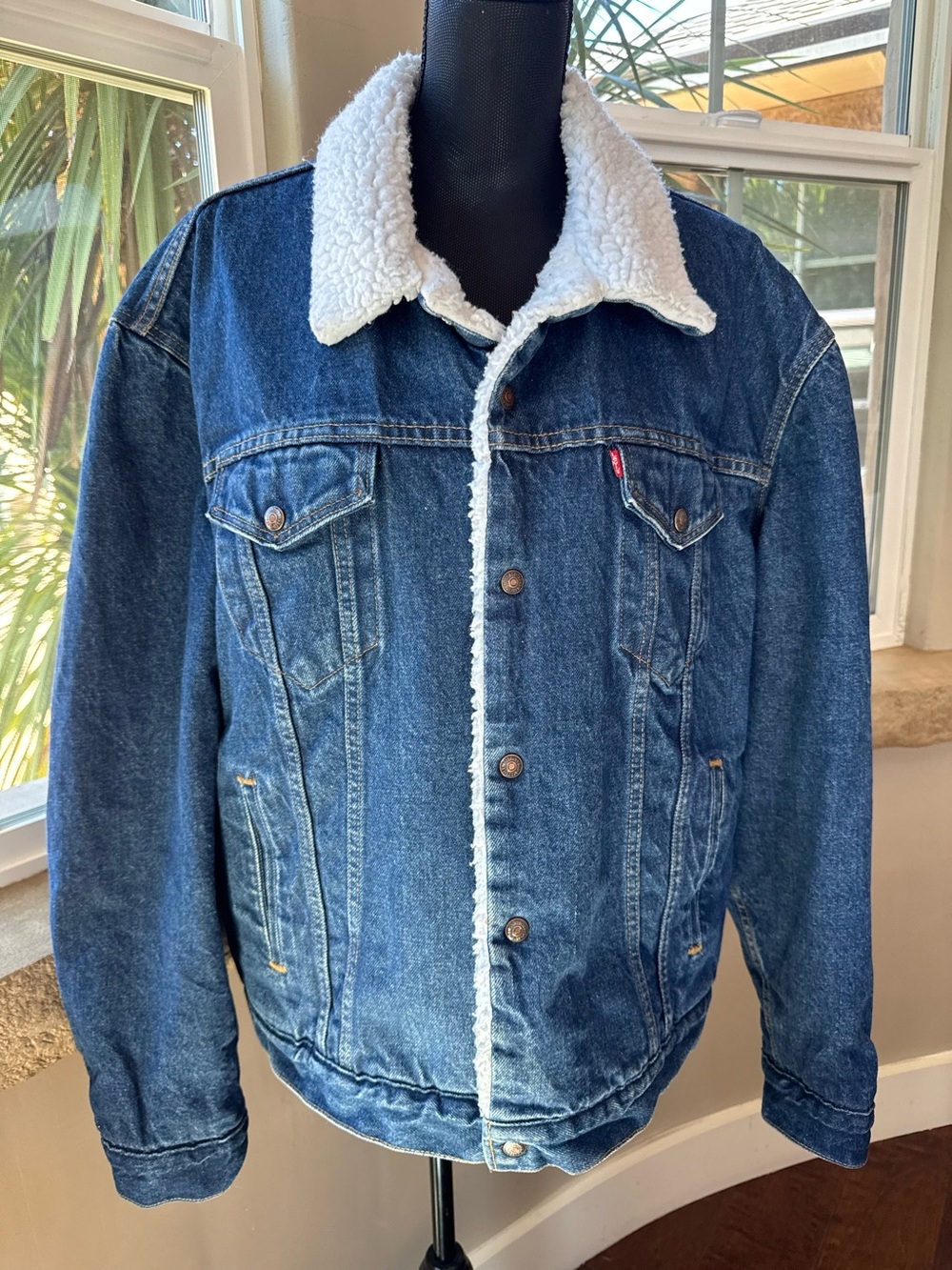 Vintage Dark Wash Levi's Denim Sherpa-Lined Trucker Jacket Men’s Size (52) XXL